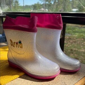 Ina Kids Sparkle Rain Boots - Pink and Silver